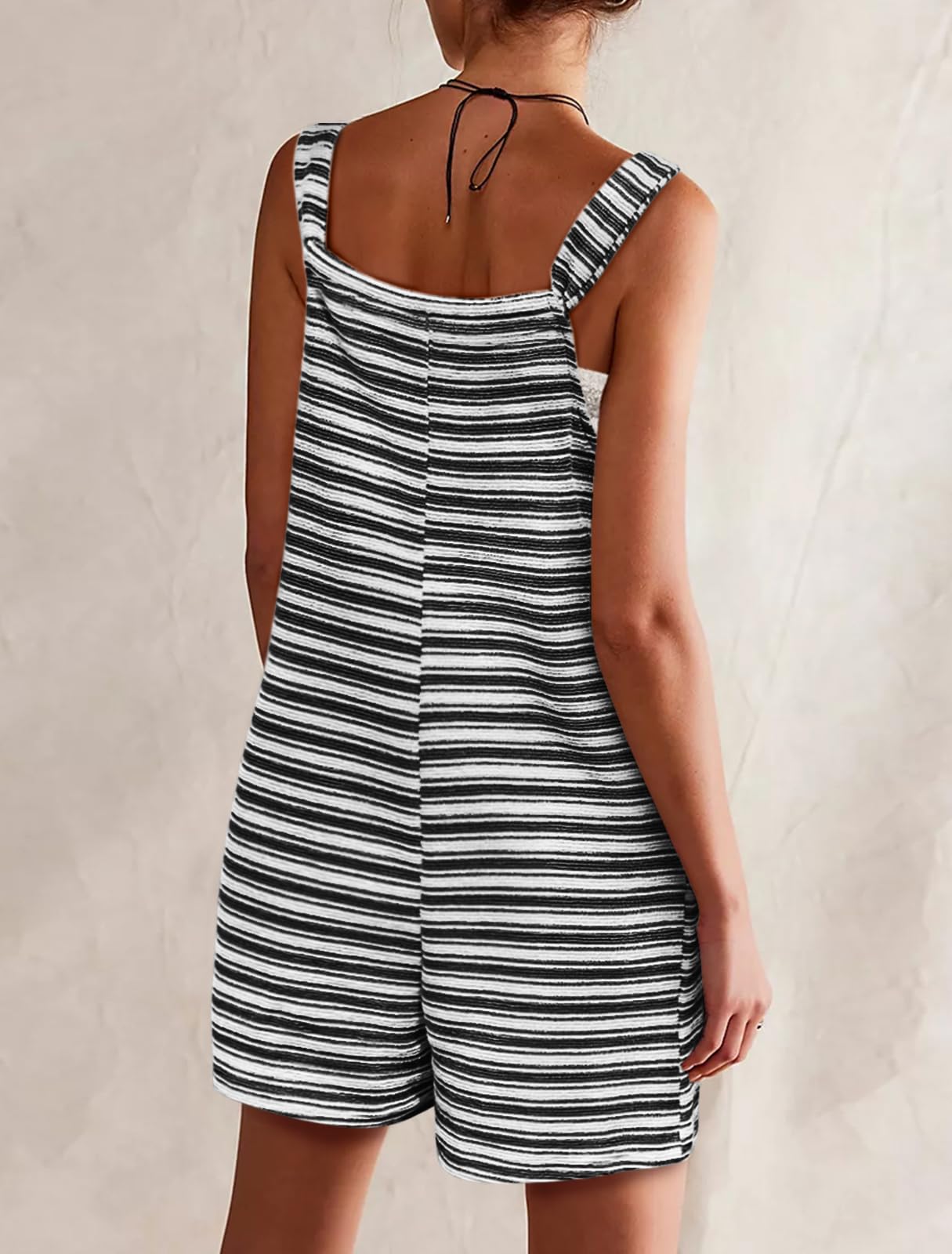 Yousify Womens Summer Casual Sleeveless Romper Loose Striped Tied Shorts Overalls Jumpsuit with Pockets 2026 Clothes