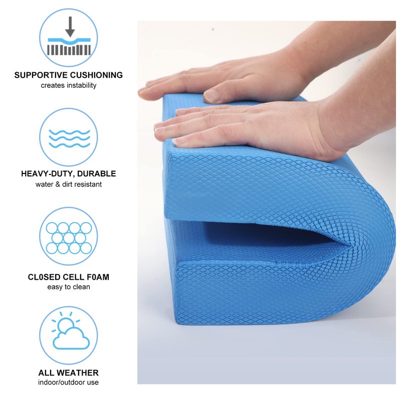 Hungdao 2 Pcs Balance Pad Thick Foam Yoga Core Training Exercise Pad for Adults Physical Therapy Fitness Stability Workout Knee Ankle Strength Training Home Work Floor(16 x 13 x 2 Inches,Blue)