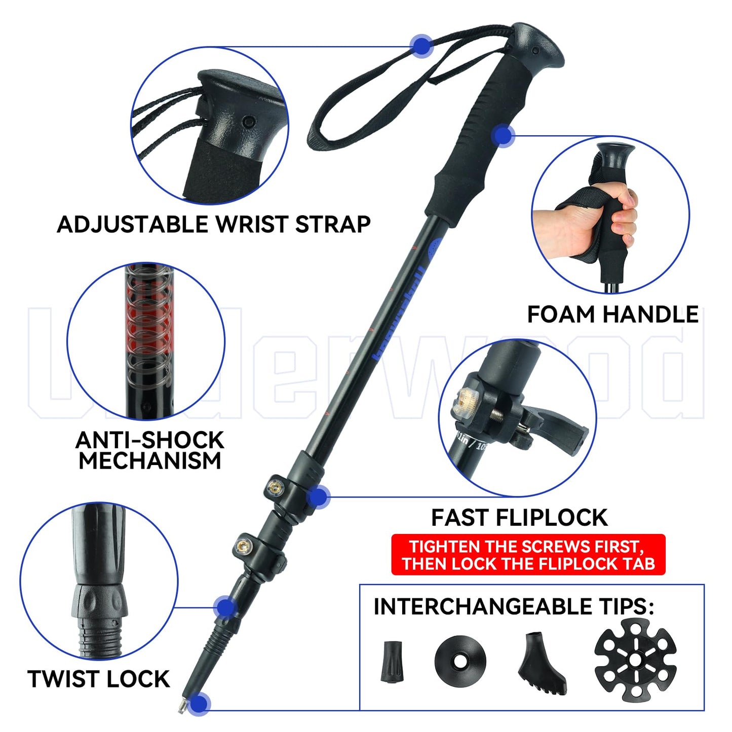 Trekking Poles Collapsible Hiking Poles - 2 Pack Adjustable Aluminum Hiking Sticks, Lightweight Walking Sticks for Women, Men, Seniors, Kids, Walking Poles for Backpacking by Underwood Aggregator