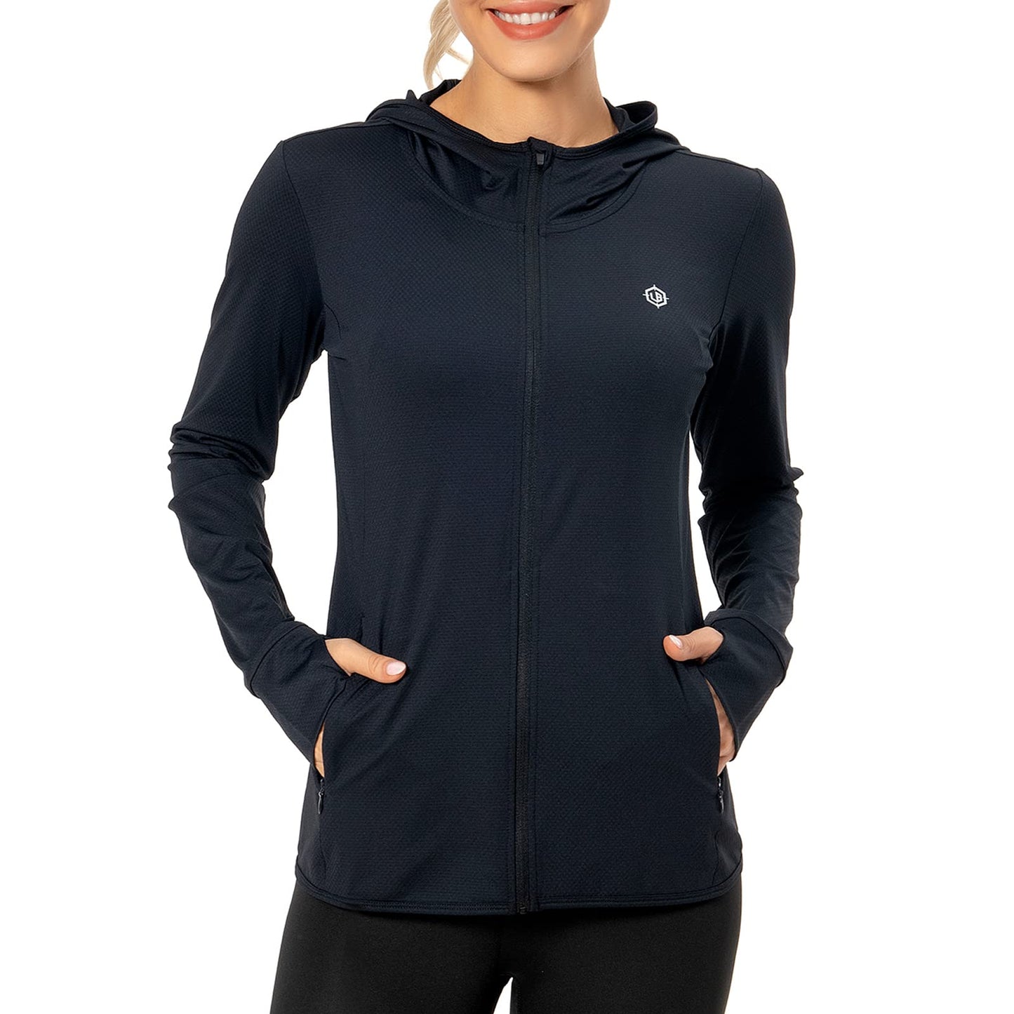 Lightbare Women's UPF 50+ Full Zip Hoodie Jacket Long Sleeve Hooded Sun Shirt with Pockets