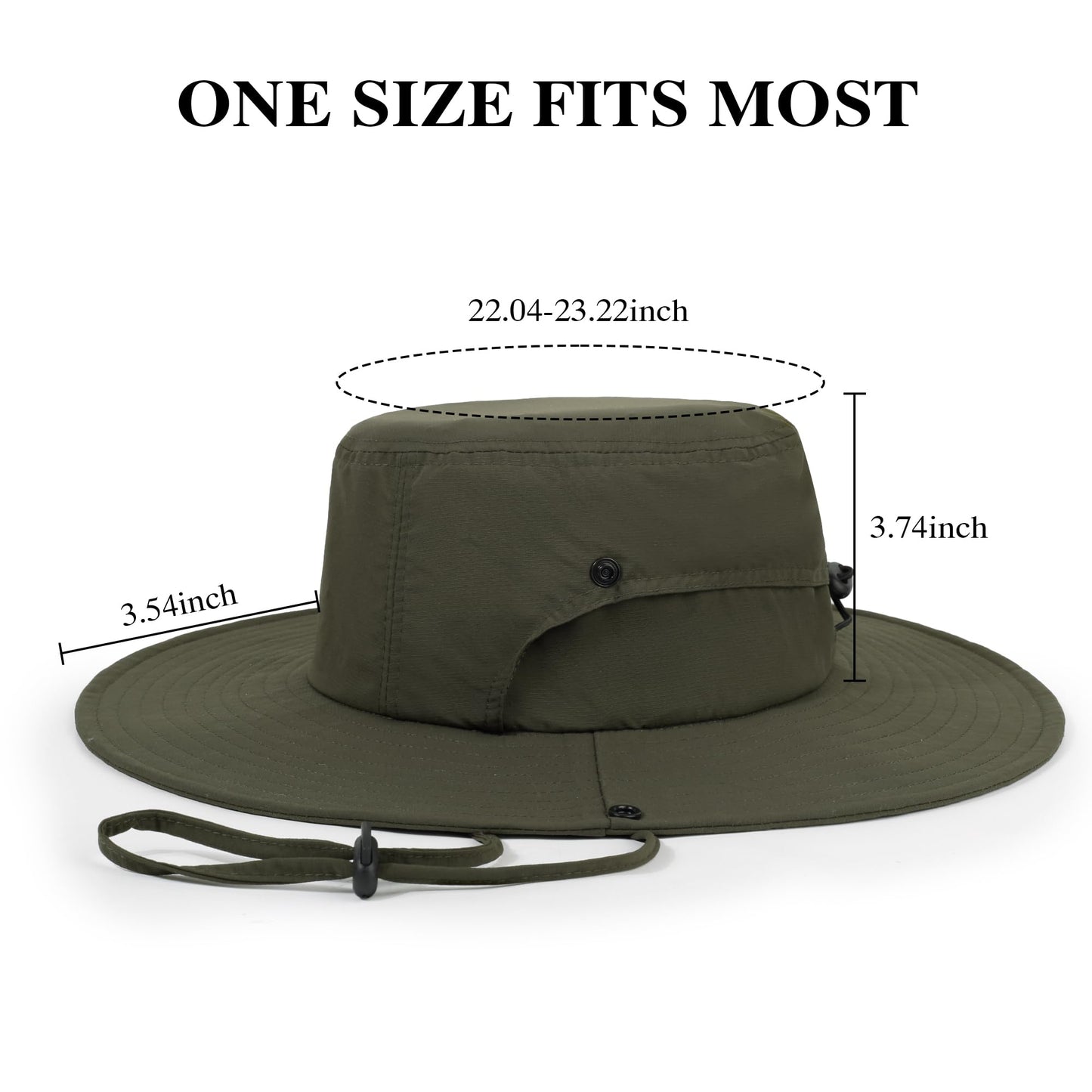 NTLWKR Wide Brim Sun Hats Waterproof Packable Bucket Hat UV Protection Summer Fishing Hat for Men and Women Army Green