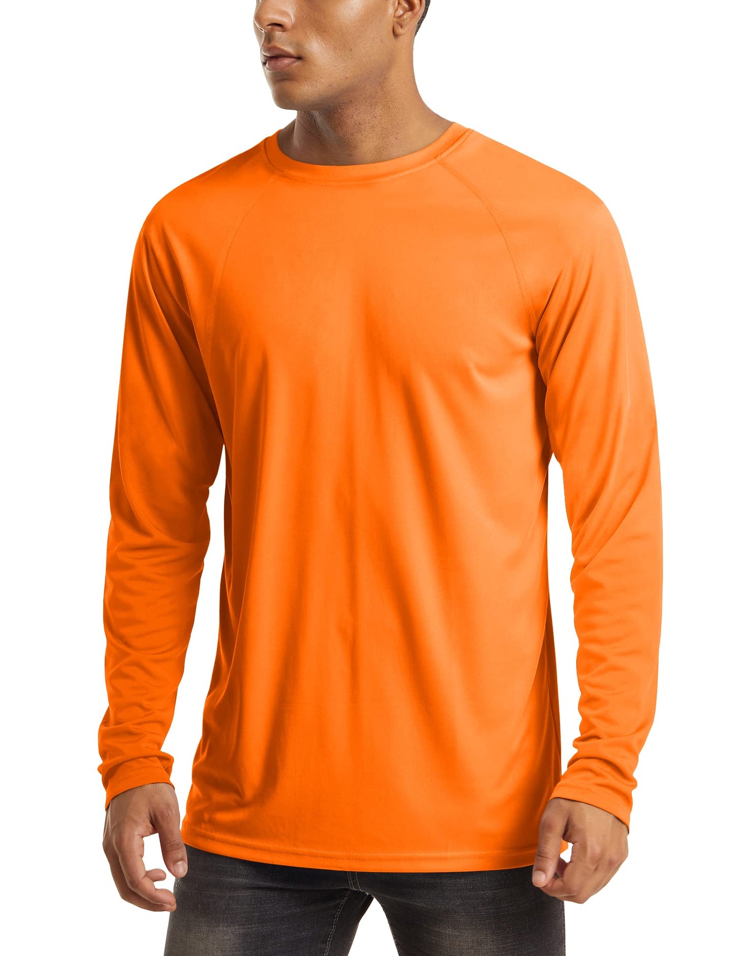 MAGCOMSEN UV Shirts for Men Rashguard Long Sleeve Sun Running Workout Fishing Hiking Quick Dry Swim UPF 50 Shirts Orange