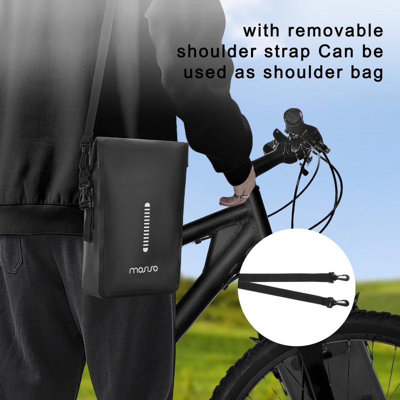 MOSISO Bike Front Fork Bag Waterproof 6L Bike Pannier Saddle Bicycle Fork Rack Bag, Bicycle Shoulder Pouch Cycling Accessories Pouch with Reflective Strips for Road Mountain Cycling, Black