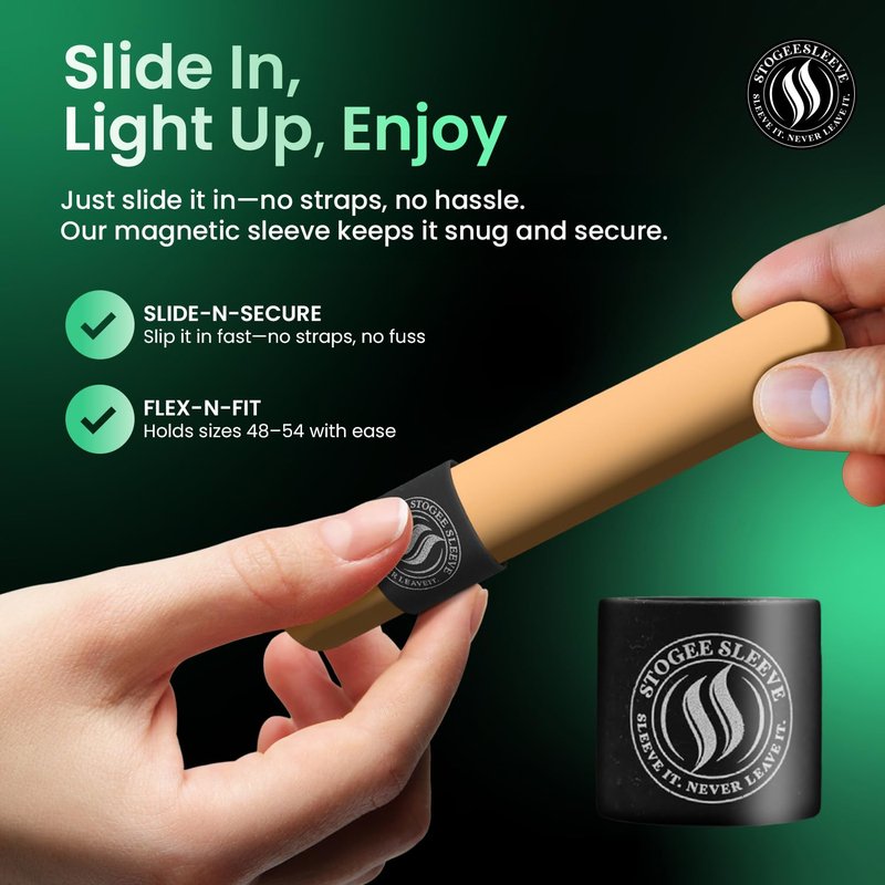 Magnetic Stogie Sleeve Holder, (Black) 48-54 Gauge Range, Fire Retardant & Waterproof Magnetic Stick Sleeves, Golf Magnet Sleeve Holders, Fishing, Hunting Gear Gifts, Golf Cart Accessories for Men