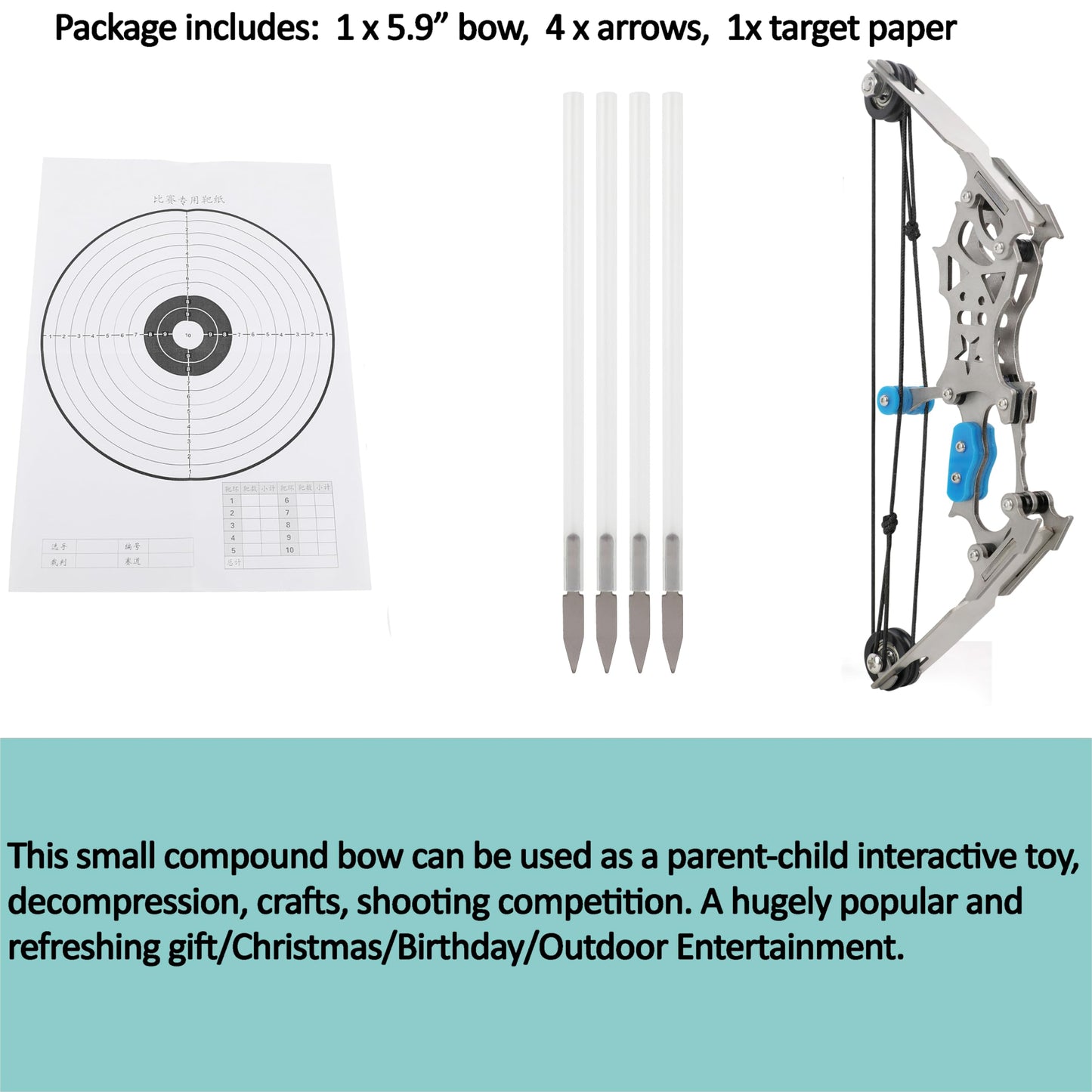 ZSHJGJR 6"/7.4"/7.9"/8.6"/8.8"/9.5" Mini Archery Bow Set Mini Compound Bow Mini Hunting Bow Right/Left Handed for Hunting Shooting Practice Archery Entertainment Fun (5.9" Bow)