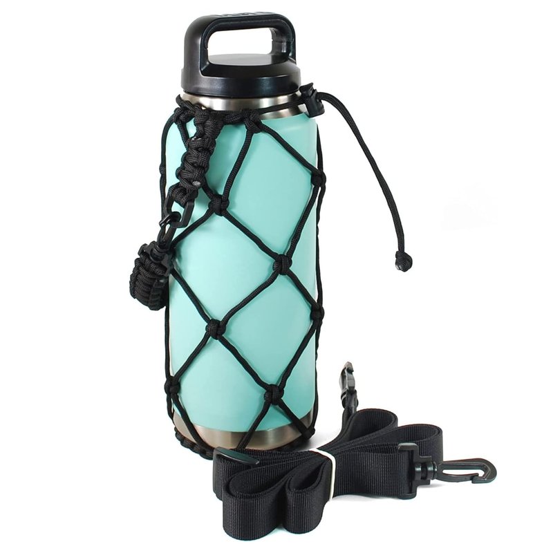 Gearproz HydroNet Carry Bag with Handle and Shoulder Strap for YETI Rambler Bottles and Camelbak Water Bottles, Tumbler Accessories for Men Women Hiking Camping Travelling (36 oz, Black)