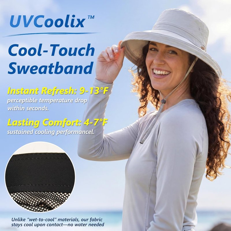 UVCoolix™ Cooling Sun Hat for Women - Ponytail Hole, UPF 50+, Wide Brim, Water Resistant, Packable for Hiking & Beach