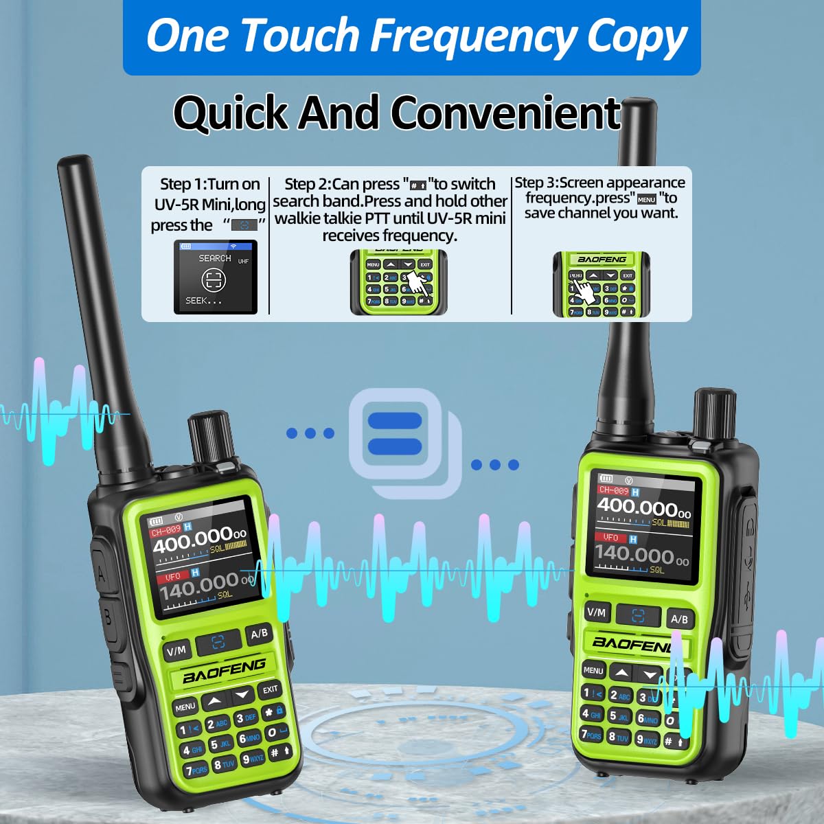 BAOFENG UV-5R MINI Ham Radio Handheld UV5R Long Range Walkie Talkies Rechargeable Emergency NOAA Weather Two Way Radios APP Programming Dual PTT Multi Band USB-C Charger for Hunting Camping,2 Pack