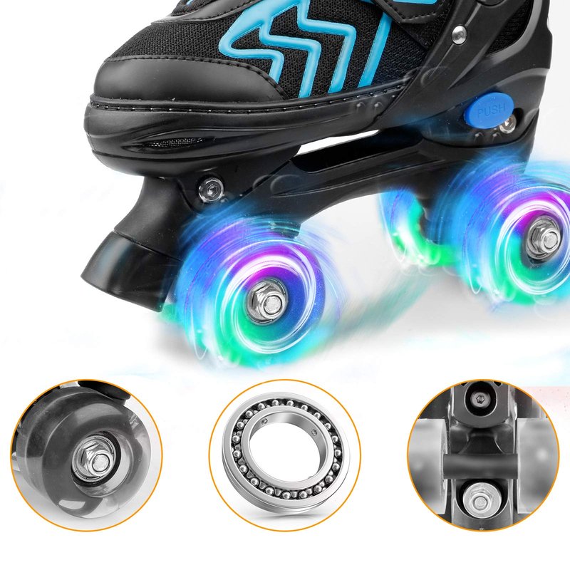 SZHZS Adjustable Toddler Kids Roller Skates with Light Up Wheels for Boys Girls Beginners for Indoor Outdoor Sports - Small Size