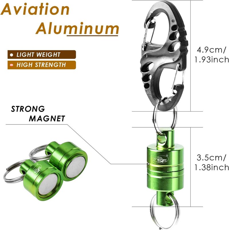 Magnetic Net Release Magnet Clip Holder - Strong Retractor with Coiled Lanyard | Green