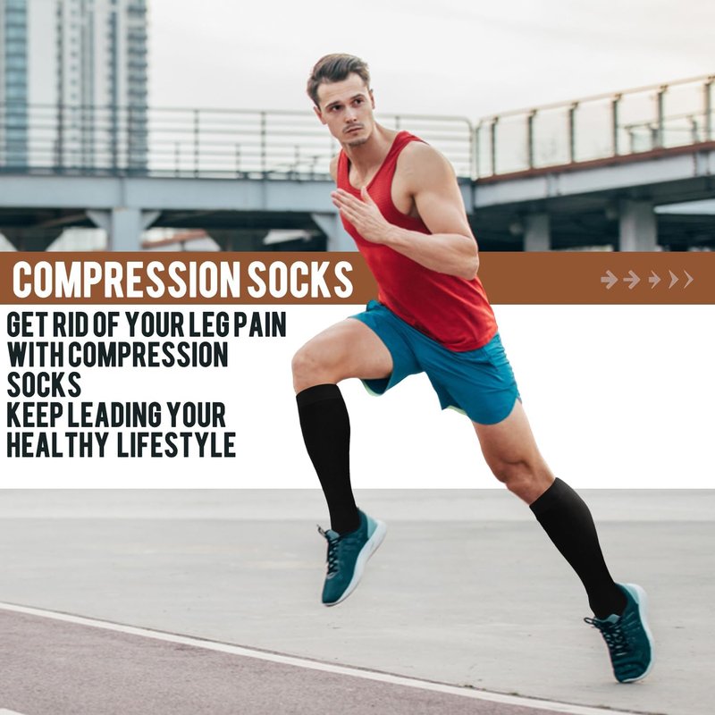 Copper Compression Socks for Men & Women - 4 Pairs for Running, Cycling & Travel Support