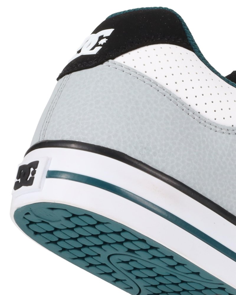 DC Men's Pure Skate Shoe, White/Black/Teal, 12