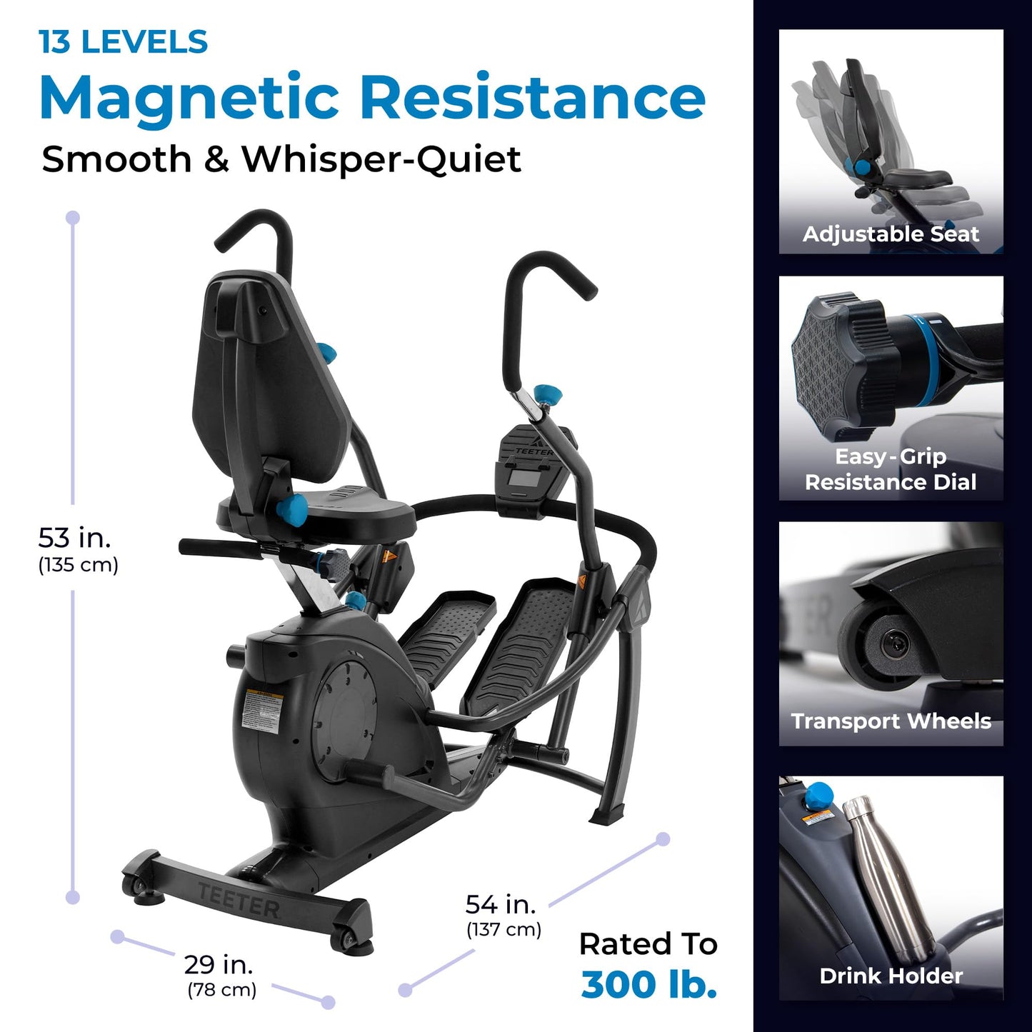 FreeStep LT3 Recumbent Cross Trainer Stepper - Zero-Impact Exercise w/Patented Physical Therapy Stride Technology, Whisper-Quiet, Multi-Position Arms, Free App w/Trainer-Led Workouts (LT3+Mat Bundle)