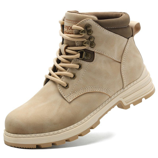 ANJOUFEMME Hiking Boots Women Ankle Booties for Women Combat Boots Lace Up Womens Snow Winter Shoes Waterproof Fall for Backpacking Trekking 6, Beige
