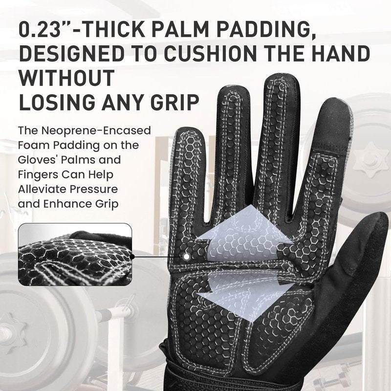 Weightlifting Workout Gloves - Full & Half Finger with Wrist Strap Support | Padded Grip for Men