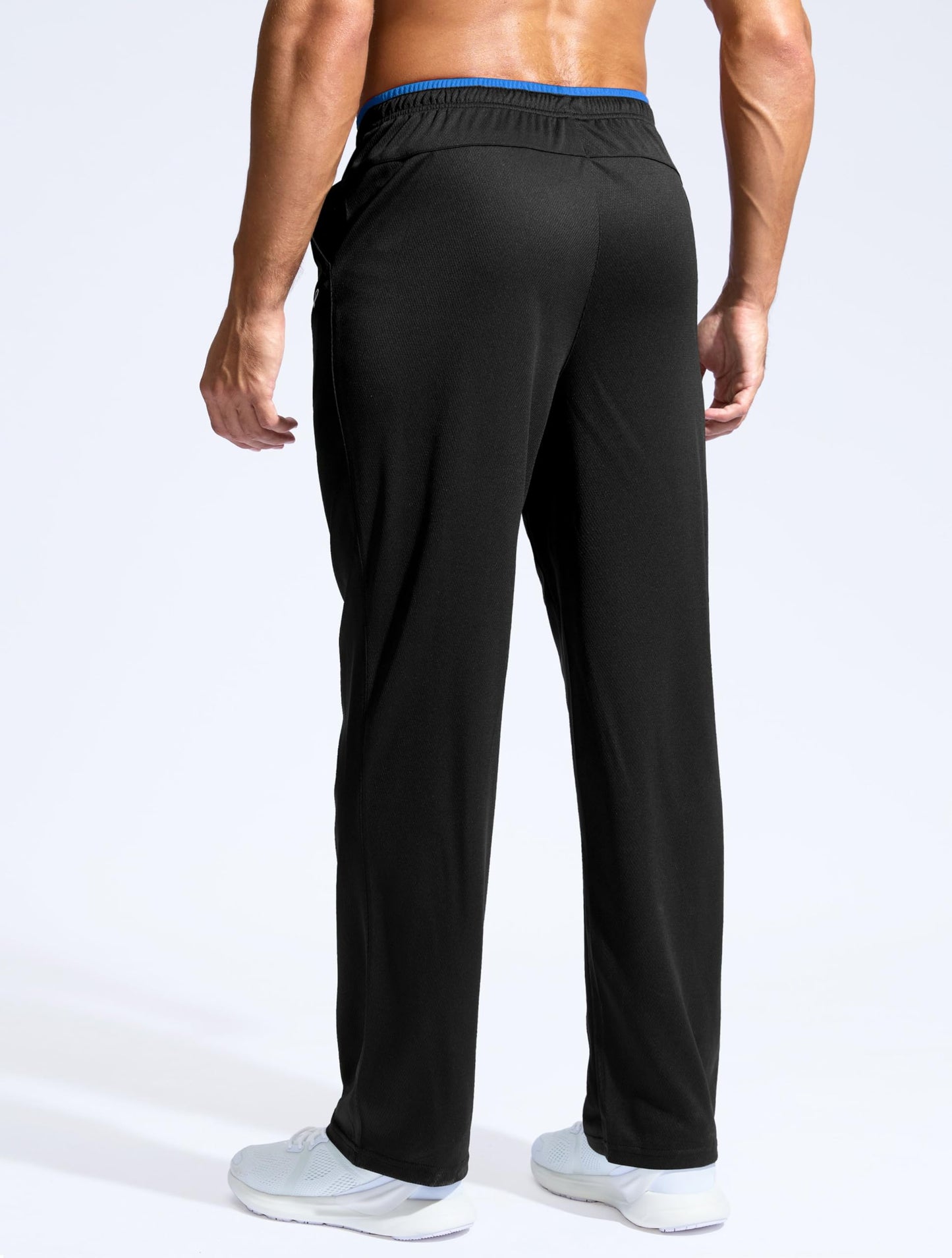 Pudolla Men's Lightweight Sweatpants with Pockets Mens Athletic Pants Track Running Gym Pants(Black L)