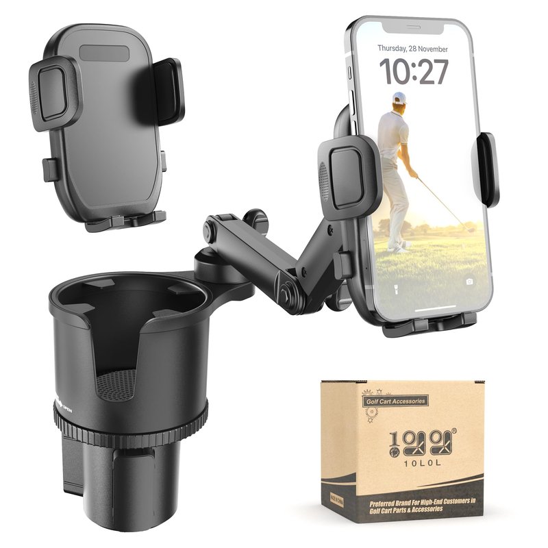 10L0L Golf Cart Phone Holder - Universal Cell Phone Holder with Cup Holder for Yamaha/EZGO/Club Car, Golf Cart Accessories, Store & Access Cell