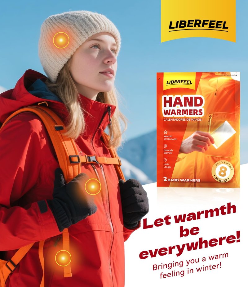 LIBERFEEL Hand Warmers Disposable 80/120 Warmers -Long-Lasting Up to 10 Hours for Warm Hand, Safe Natural Odorless Air Activated Warmers for Camping, Fishing, Winter for Men Women Kids (80)