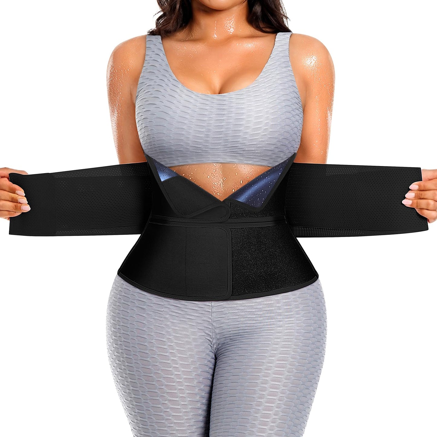 SHAPELLX Sauna Waist Trainer Women Tummy Control Sweat Band Belt Black XXL