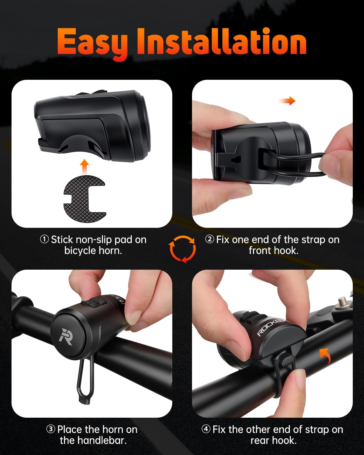 YBLNTEK Electric Bike Horn 125dB, USB Rechargeable Bikes Horn for Adults & Kids, Waterproof Electronic Bicycle Horn with Alarm for Road/Mountain/Scooter/E-Bike, Fits 22.2-31.8mm Handlebars