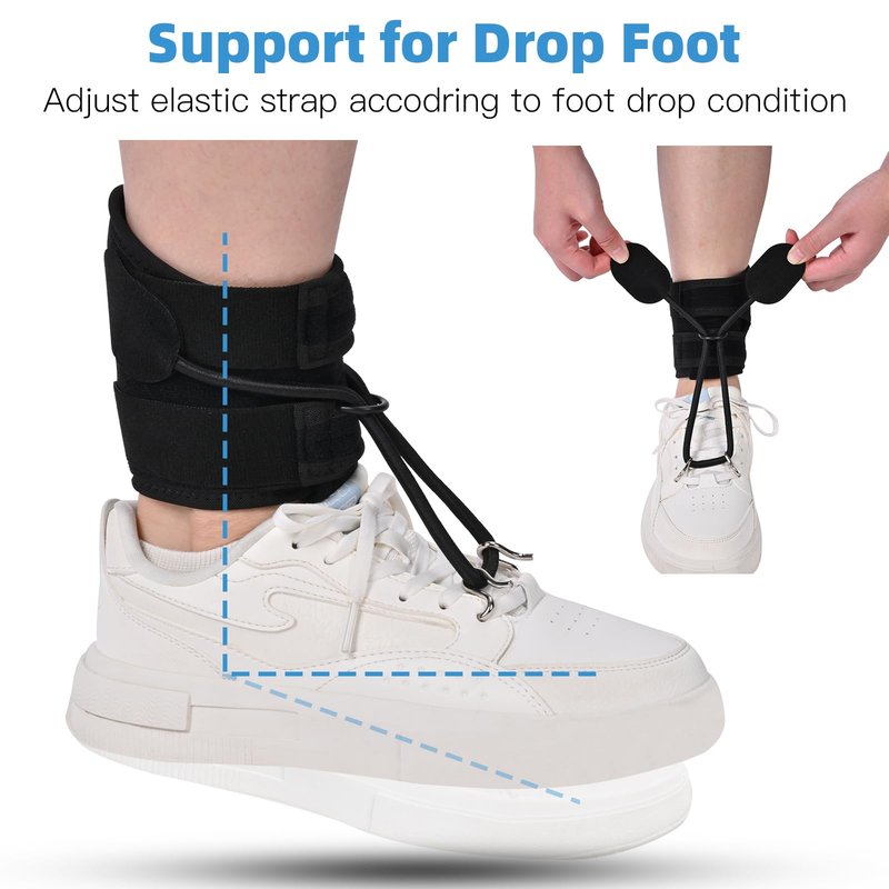 Tenbon AFO Foot Drop Brace for Walking with Shoes & Sandals, Adjustable Dorsiflexion Assist Support for Improved Gait, Lightweight Drop Foot Orthosis for Daily Recovery, Fits Left or Right Foot