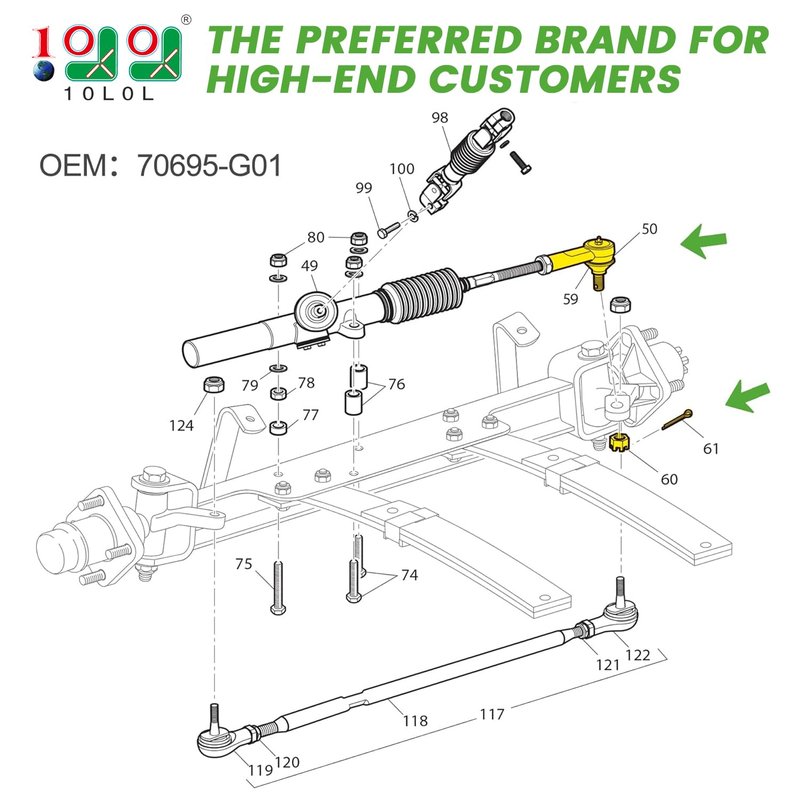 10L0L Golf Cart Steering Rack Outer Ball Joint for 2001-up EZGO TXT G&E Golf Carts(Except RXV), OEM# 70695-G01 70695G01