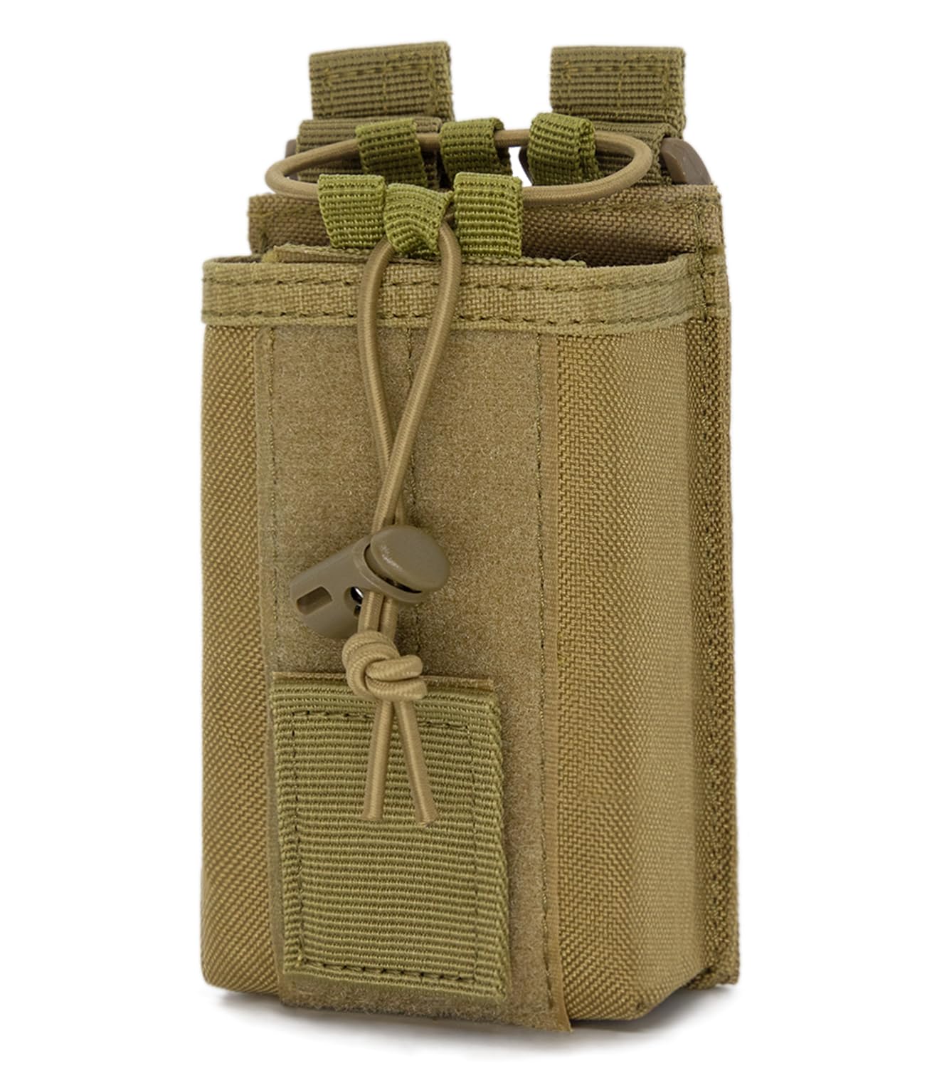INGIDO Molle Radio Pouch Holster, Adjustable Storage Belt Holder Case Heavy Duty Nylon for Universal Two Ways Walkie Talkie, Tan