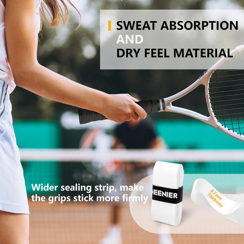OGEENIER Tennis Racket Grip Tape, 12 Pack, Absorbent and Anti-Slip Tennis Overgrip, Precut Soft Pickleball Paddle/Badminton Wrap Grips Tape