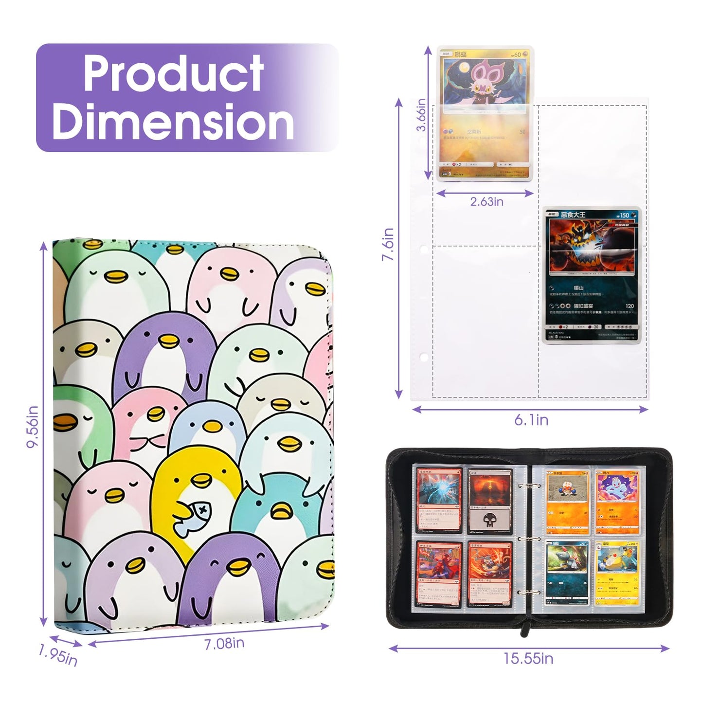 4-Pocket Card Binder with 50 Removable Pages, Holds 400 Cards