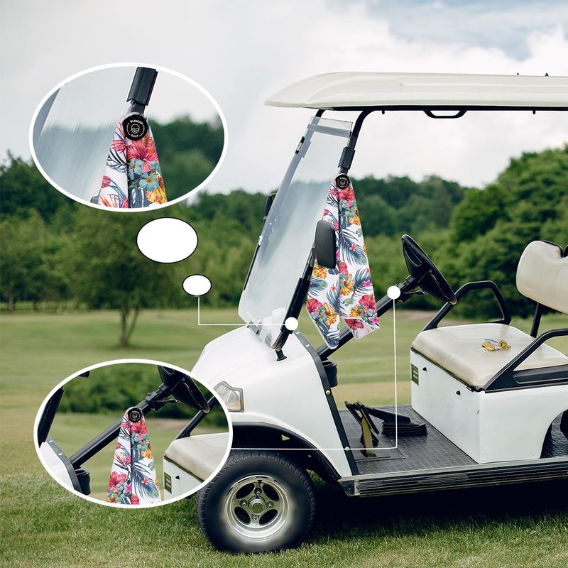 BAIRBRE Golf Towel Magnetic Golf Bags Towel with Clip for Men & Women，Microfiber Fabric Waffle Pattern Golf Towels for Strong Hold to Golf Carts or Clubs (White)