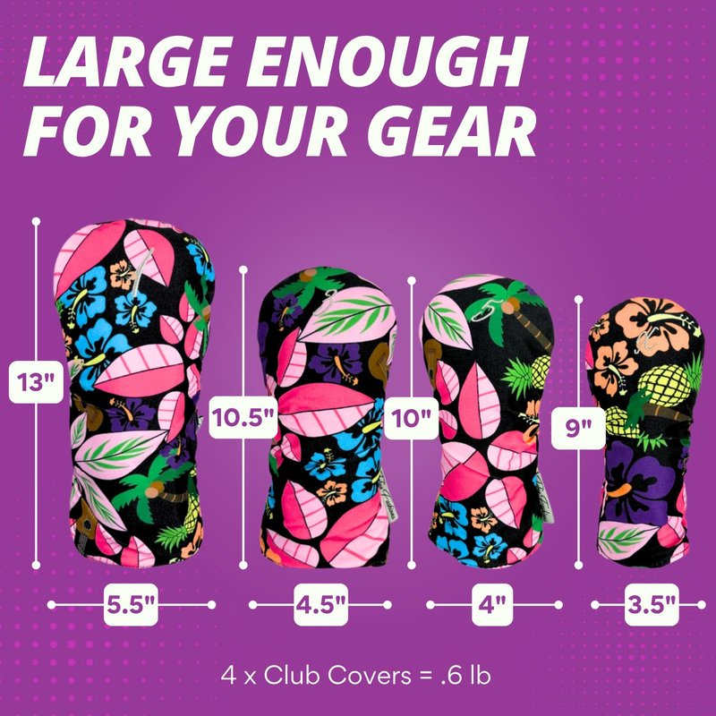 Taboo Fashions Resort Collection Golf Club Covers for Women - Numbered Golf Headcovers Set for Driver, Fairway and Hybrid Clubs - Weather Resistant, Pack of 4 (Tropical Paradise)