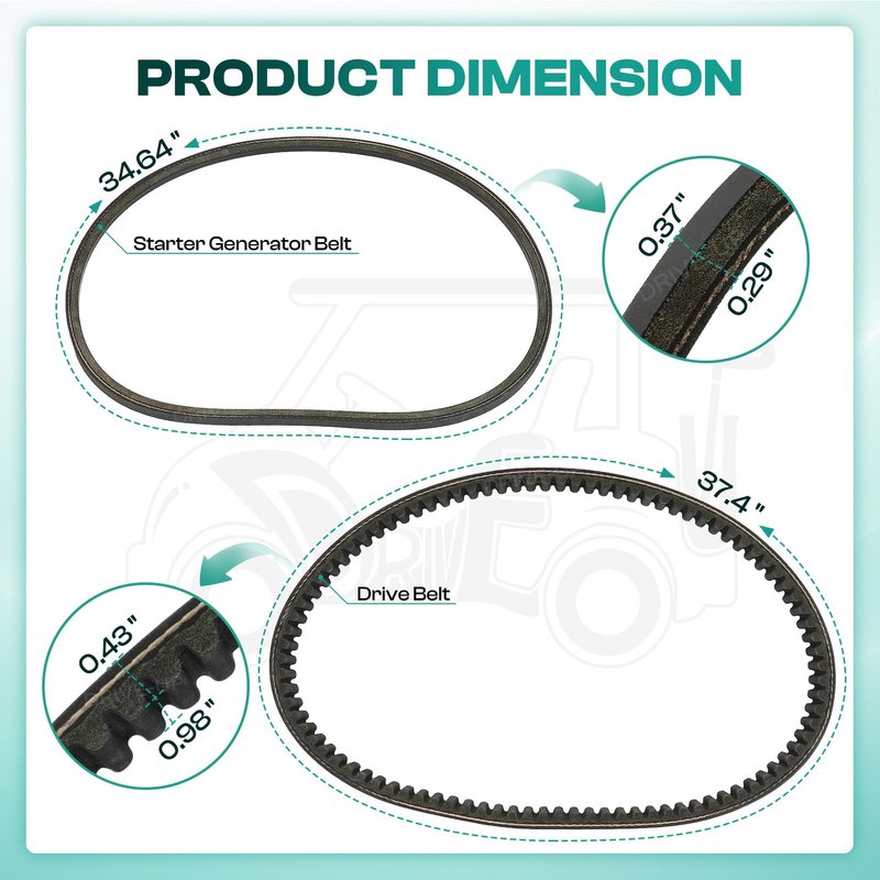 DRIVE UP 1016203 101916701 Starter Generator and Drive Belt Kit for Club Car DS Precedent Golf Cart