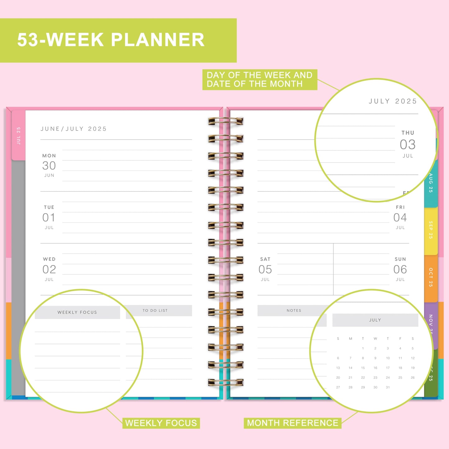 And Per Se Student Planner 2025-2026, Academic Planner July 2025 - June 2026, 8.5" × 6.2", Weekly & Monthly Lesson Plan for Students with Colorful Tabs & Stickers (Stripe)
