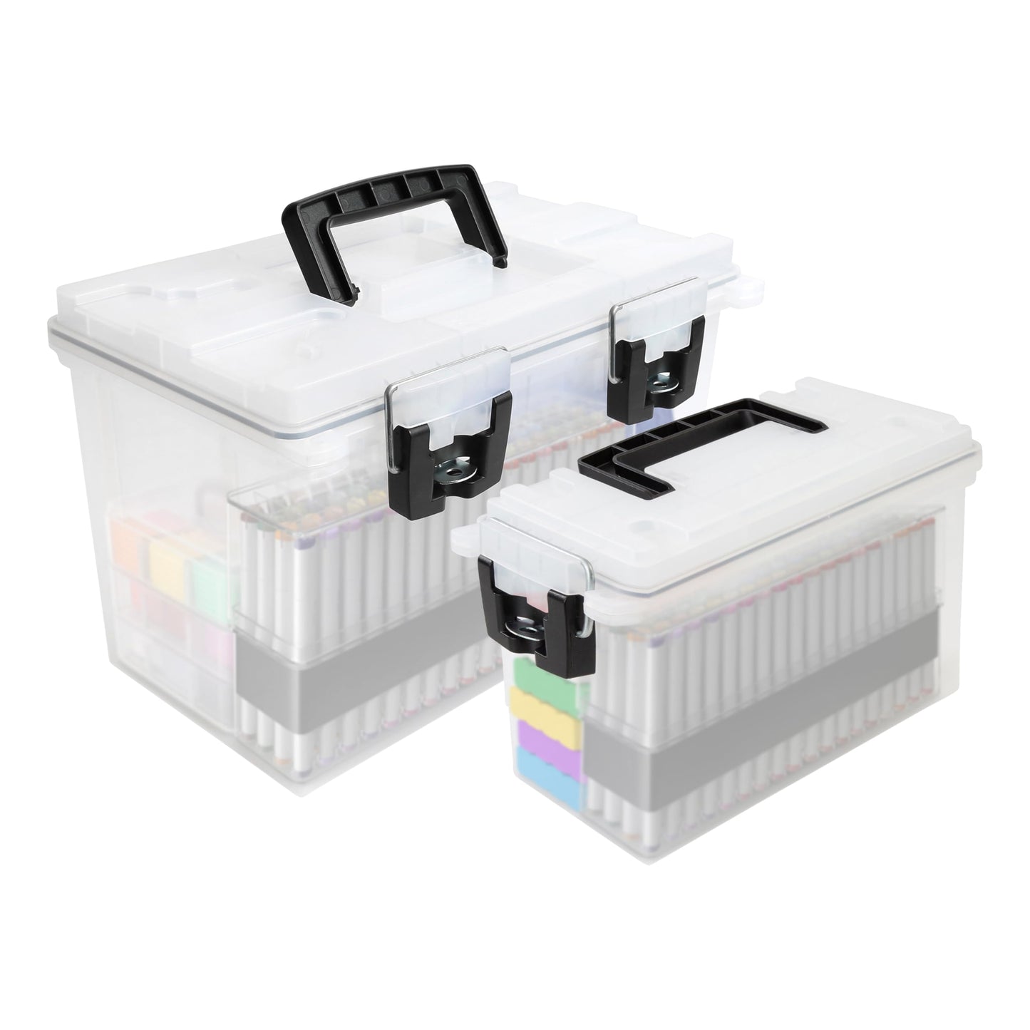 Sheffield 12722 Storage Bins With Lids, 2-Pack Stackable Storage Bins, Made in USA, Lockable and Water-Resistant Containers with Lids, Plastic Containers for Home, Classroom, and Dorm