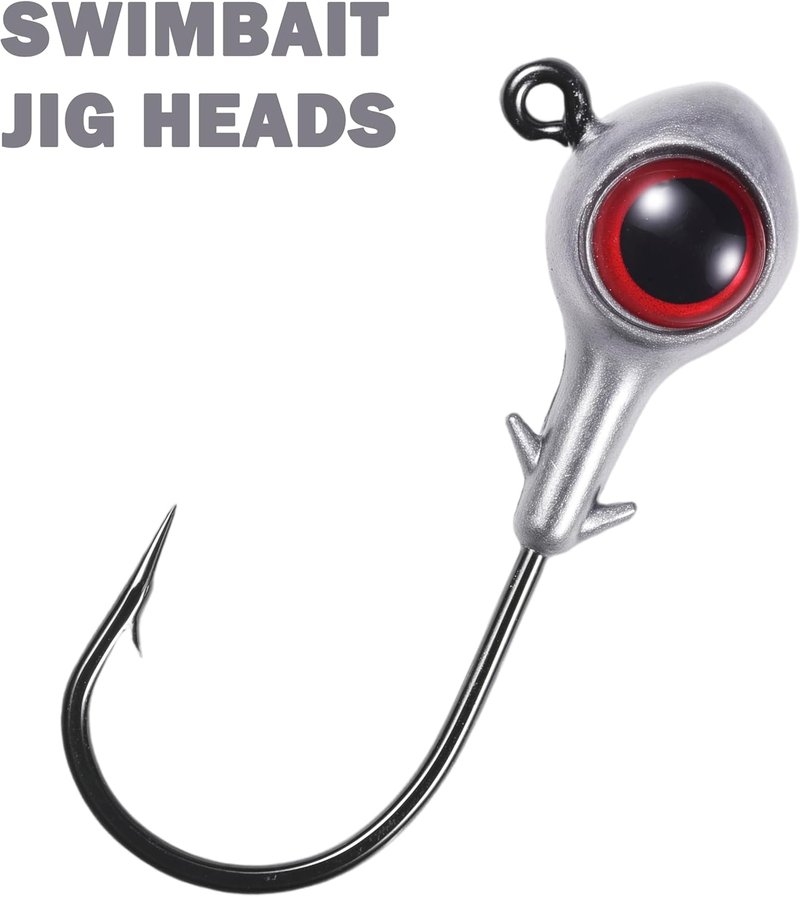 Fishing Jig Heads with 3D Eyes - Oversized Swimbait for Saltwater & Freshwater | 1/8oz, 3/16oz, 1/4oz, 3/8oz