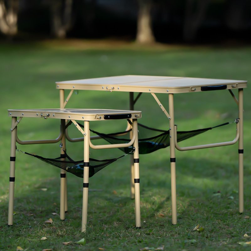 Byliable Folding Table 3FT Camping Table 2 Adjustable Height Lightweight Portable Aluminum Mini Foldable for Picnic Beach Indoor Outdoor, Yellow