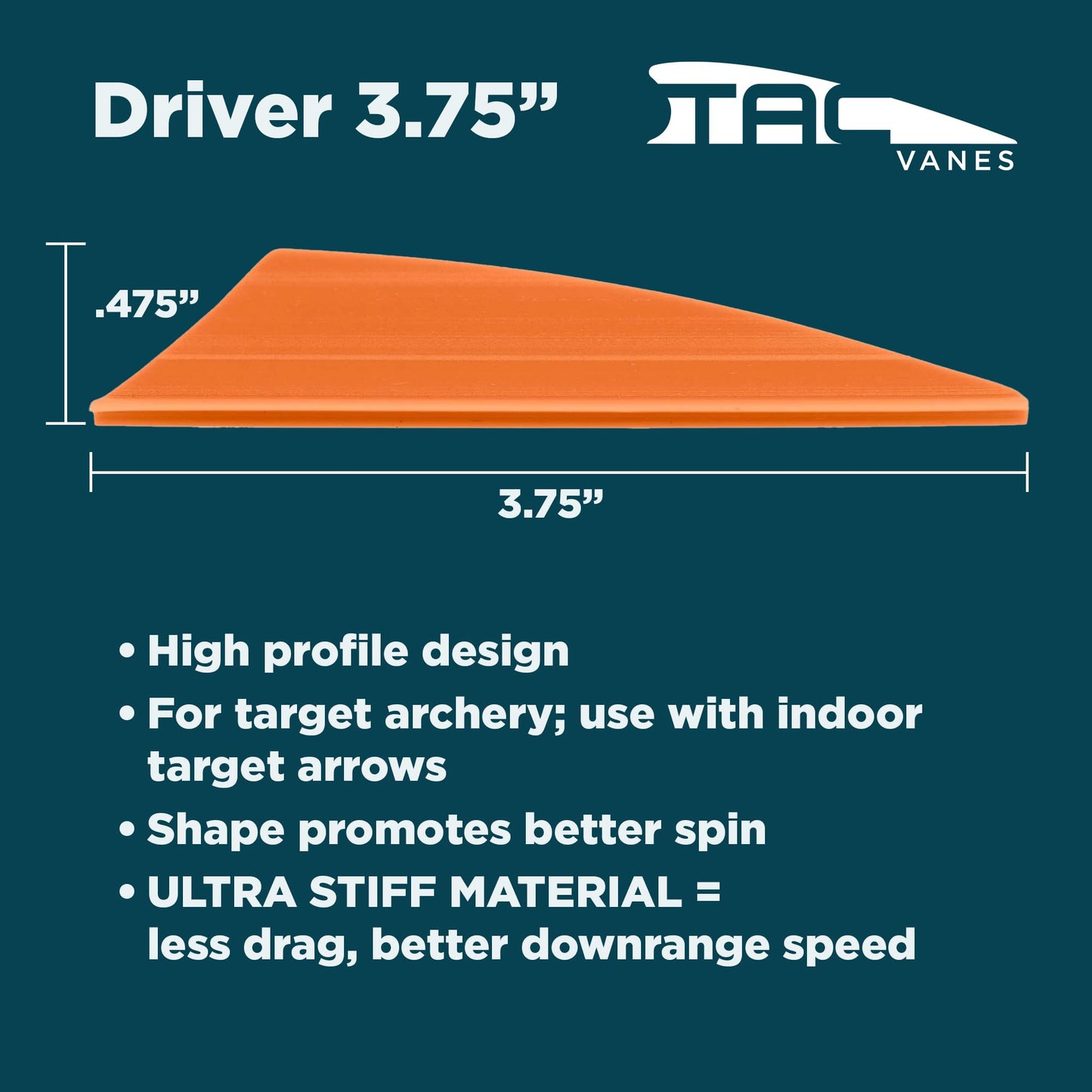 TAC Vanes 3.75" Driver Arrow Vanes | Archery Fletching for Compound & Crossbow | Durable, Lightweight, High Accuracy, Pink 100 Pack