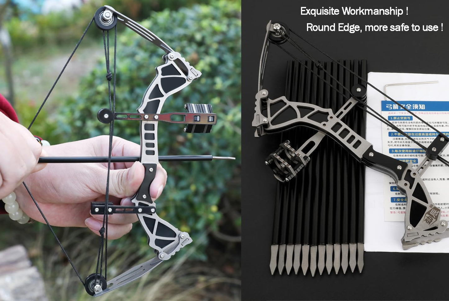 ZSHJGJR 6"/7.4"/7.9"/8.6"/8.8"/9.5" Mini Archery Bow Set Mini Compound Bow Mini Hunting Bow Right/Left Handed for Hunting Shooting Practice Archery Entertainment Fun (9.5" Bow)