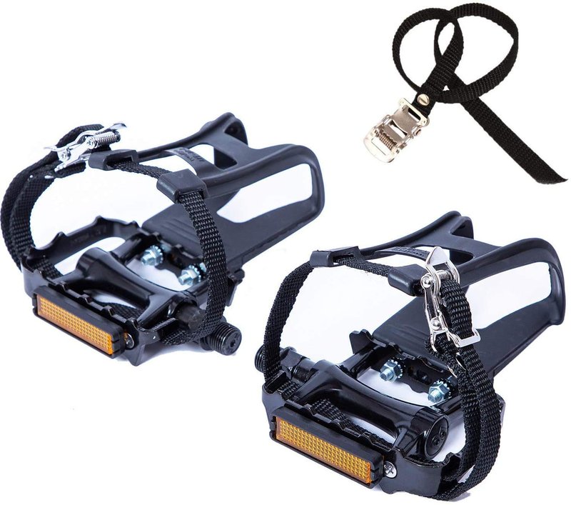 Bike Pedals with Toe Cages and Straps Universal Fit Bicycle Pedals 9/16" Compatible, Non-Slip & Durable Lightweight, Fits Most Adult Bikes & MTB Bicycles