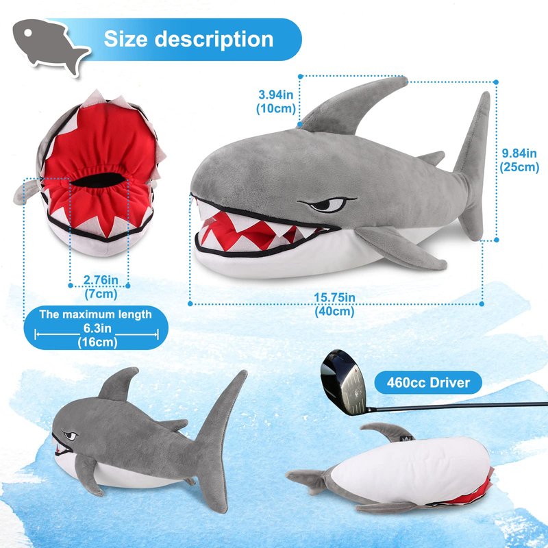 Craftsman Golf Shark Golf Club Animal Driver Head Cover Headcover Plush Funny Golf Club Head Protector