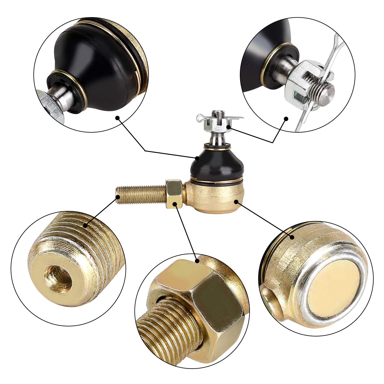 10L0L Ball Joint Kit for Club Car DS Golf Cart 1976-2008, Set of 3 Tie Rod End, Replace OEM 7539 7540, Non-Greasable Self-Lubricating