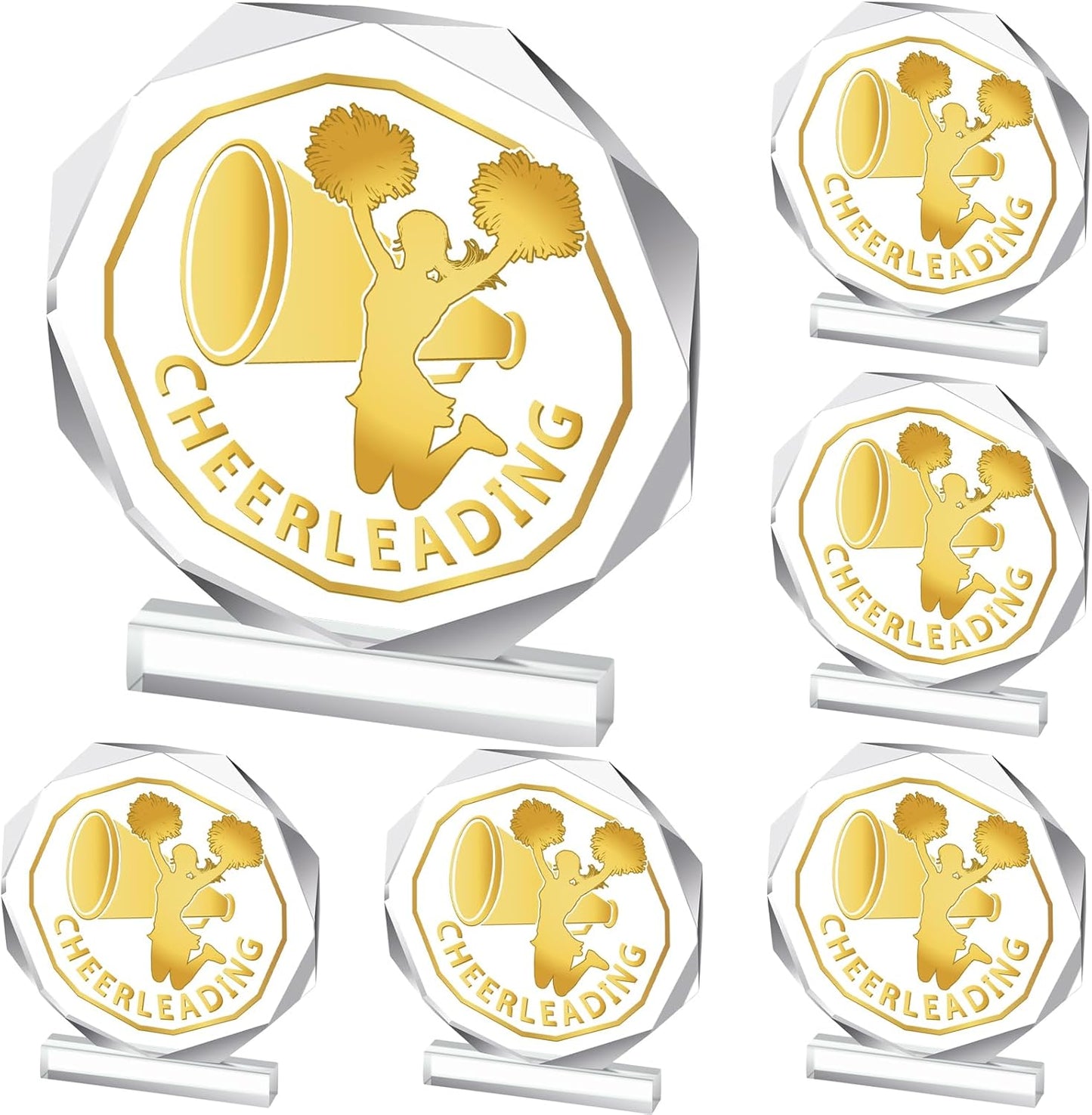 Sports Trophy Acrylic Award Medals - 6 Pack 4.72 x 4.72 Inch Trophies for Competitions | Team Prize Gifts