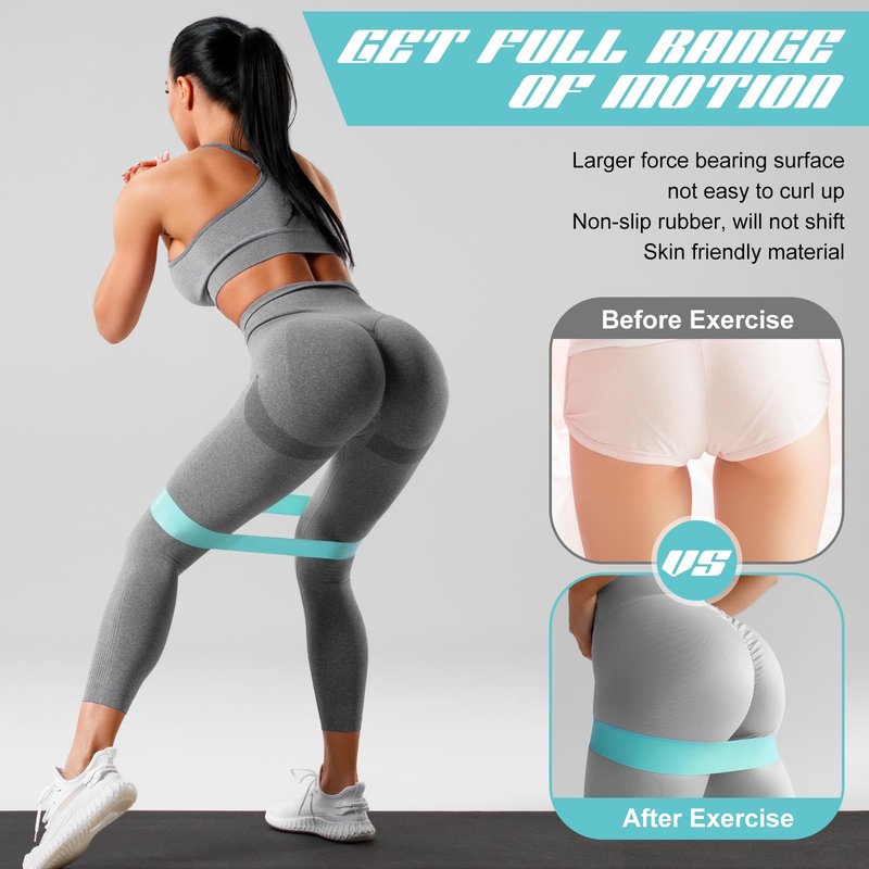 Hollowfly 30 Pcs Latex Resistance Bands Resistance Loop Exercise Band for Booty Workout Stretch Exercise Equipment Non Slip Elastic Band for Women Men Home Butt Hip Thigh Fitness Gym Yoga(Blue,Medium)
