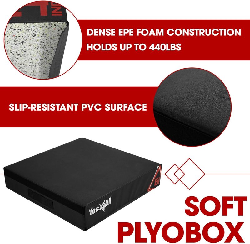 Yes4All Adjustable Soft Plyo Box | Versatile Jumping Trainer for Plyometric Exercises - Multiple Height Options