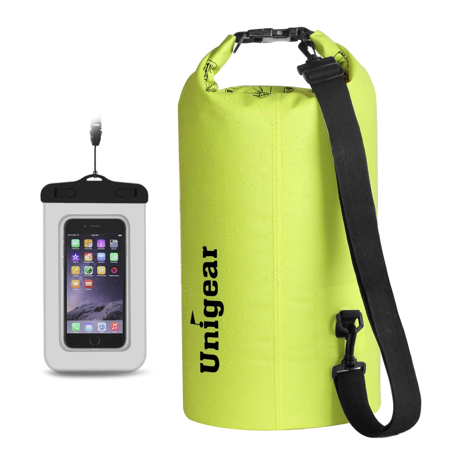 Unigear Dry Bag Waterproof, Floating and Lightweight Bags for Kayaking, Boating, Fishing, Swimming and Camping with Waterproof Phone Case (Yellow, 40L)