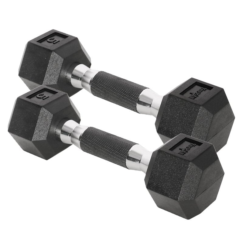 Dumbbell Hex - Rubber Grip - 10lbs - Pair