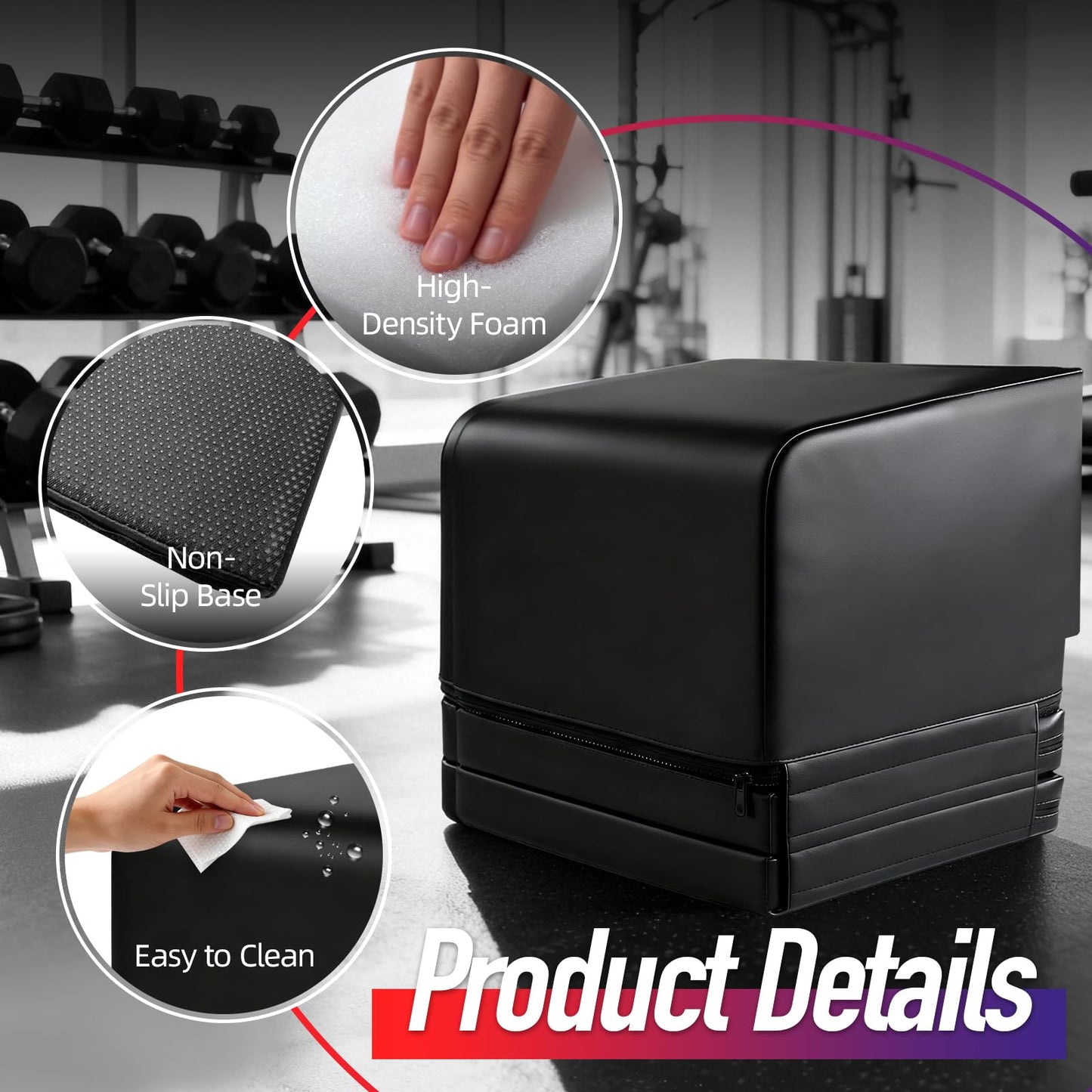 SEHAUSEU Adjustable Hip Thrust Bench, Pu Glute Machine with 2 Removable Height-Adjustable Training Pads, Multi-Function Full-Body Workout Box Suitable for Glute Presses/Glute Bridges/Box Jumps
