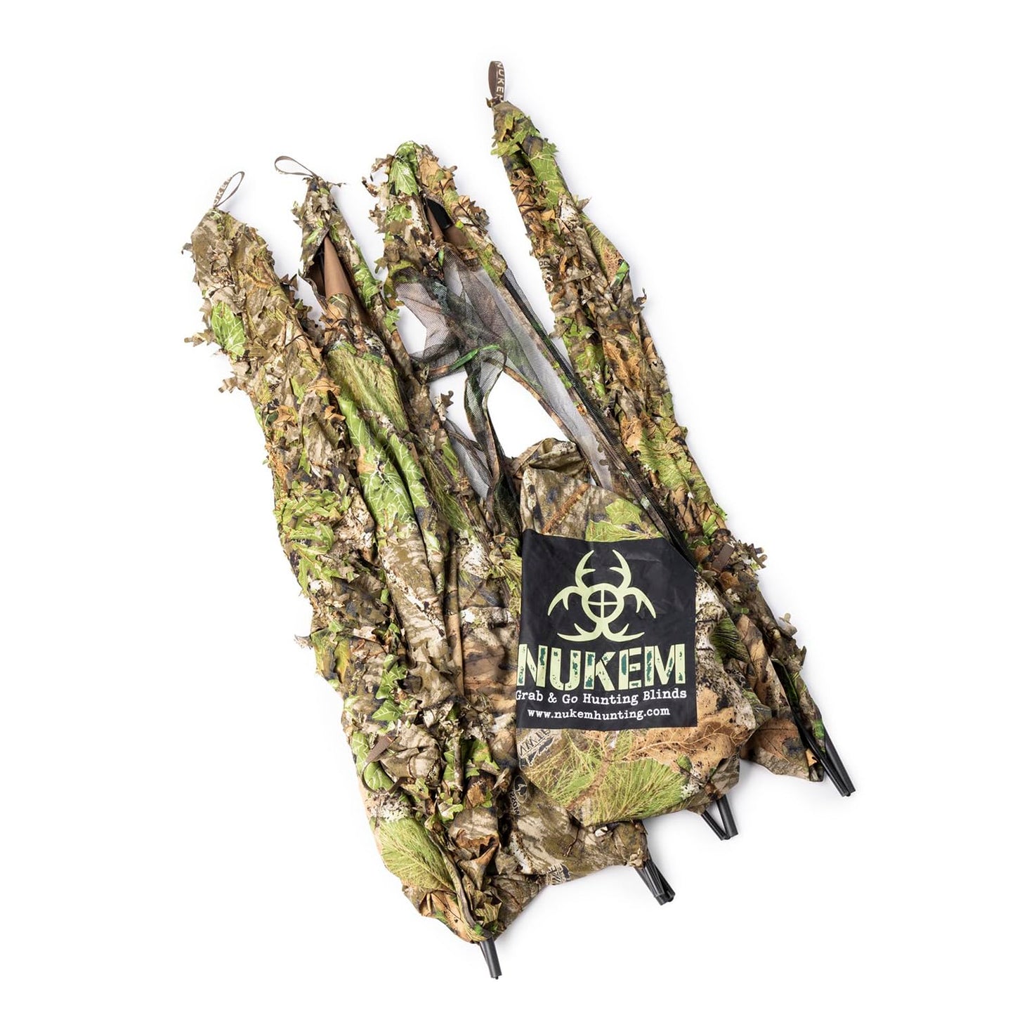 Nukem Grab & Go Hunting Ground Blind - Mossy Oak Obsession 3D Leafy - Lightweight Stake-Free Pop Up Turkey & Deer Blind (X-Large)