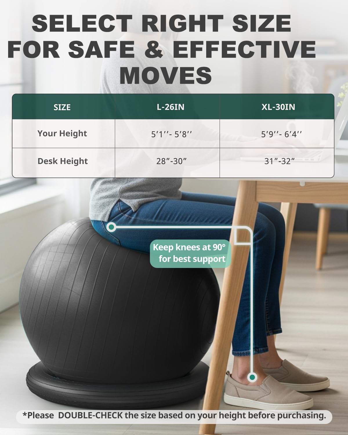 Trideer Yoga Ball Chair with Base for Office Desk, Exercise & Stability Ball Seat, Pilates Ball for Core Training, Pregnancy Ball for Comfort, Back Pain Relief & Active Sitting