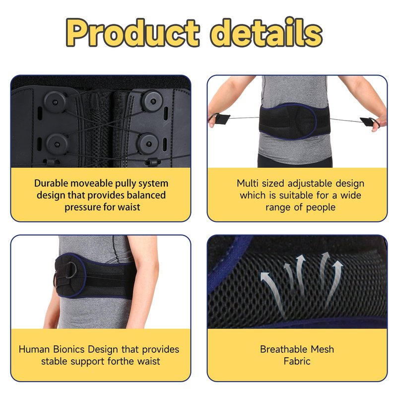 Mathgetin LSO Back Brace for Lower Back Pain, Dual Pulley System Lumbar Support Belt for Herniated Disc, Scoliosis, Sciatica, Adjustable Arch Back Support, Universal Size